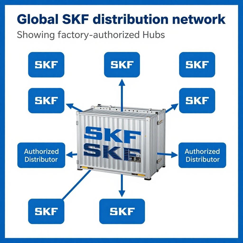 SKF authorized distributor lead time optimization Global SKF distribution network showing factory-authorized hubs